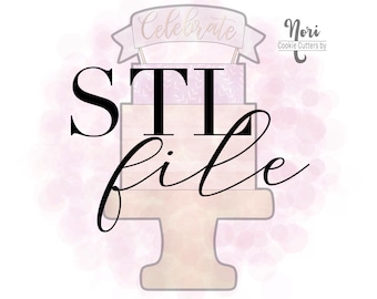 STL file - Two Tier Cake with Banner - 4 inch - CN0898