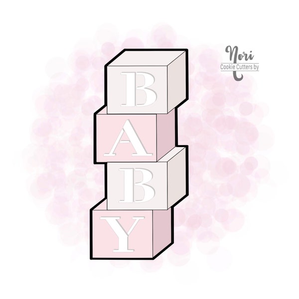 Baby Blocks Cookie Cutter with Optional Stencil - Cookie Cutters By Nori - CN0945