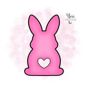 Bunny Silhouette with Heart Cutout Cookie Cutter - Cookie Cutters By Nori - CN0961