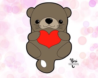 Otter Valentines Day Cookie Cutter - Cookie Cutters By Nori - CN0477
