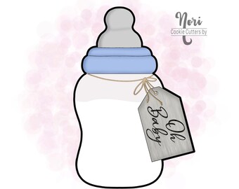 Baby Bottle 2 with Tag Cookie Cutter - Cookie Cutters By Nori - CN1167