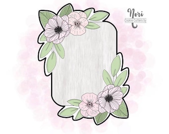 Floral Nia 2 Plaque Cookie Cutter - Cookie Cutters By Nori - CN1085