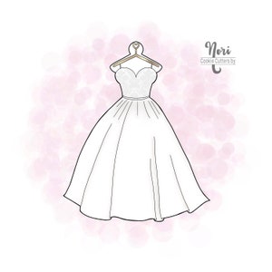 Wedding Dress on Hanger Cookie Cutter - Cookie Cutters By Nori - CN0103