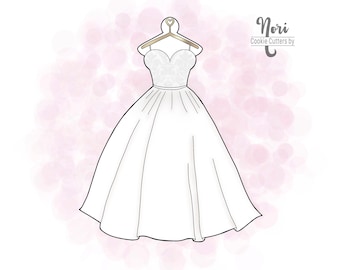 Wedding Dress on Hanger Cookie Cutter - Cookie Cutters By Nori - CN0103