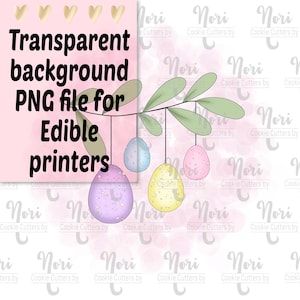 Druckbares transparentes PNG Hintergrundbild für Essbare Drucker - KN0988 - Ostereier auf Ast