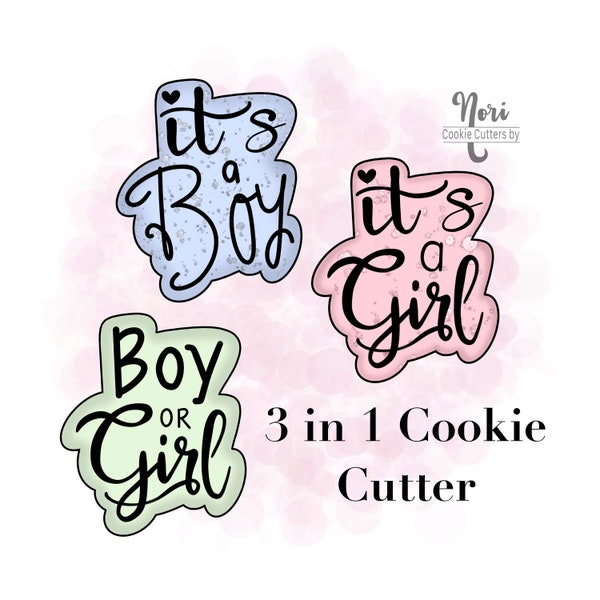 3 in 1 Boy or Girl Lettered Cookie Cutter and optional Stencil - Cookie Cutters By Nori - CN0144