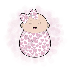 Swaddled Baby Girl with Bow Cookie Cutter - Cookie Cutters By Nori - CN0101