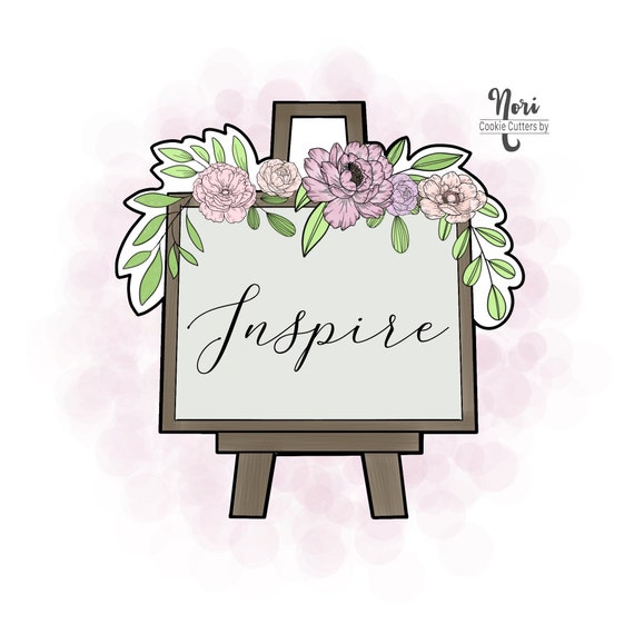 Floral Easel 1 Plaque Cookie Cutter - Cookie Cutters By Nori - CN0060