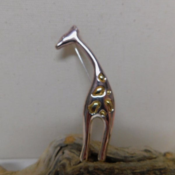 Sleek Danecraft Giraffe Pin - Gold Tone and Silver Tone