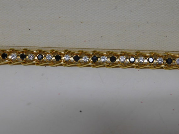 Black and Clear Rhinestone Bracelet in Gold Tone … - image 6
