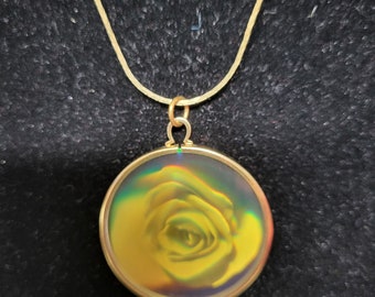 Golden Hologram Rose Necklace