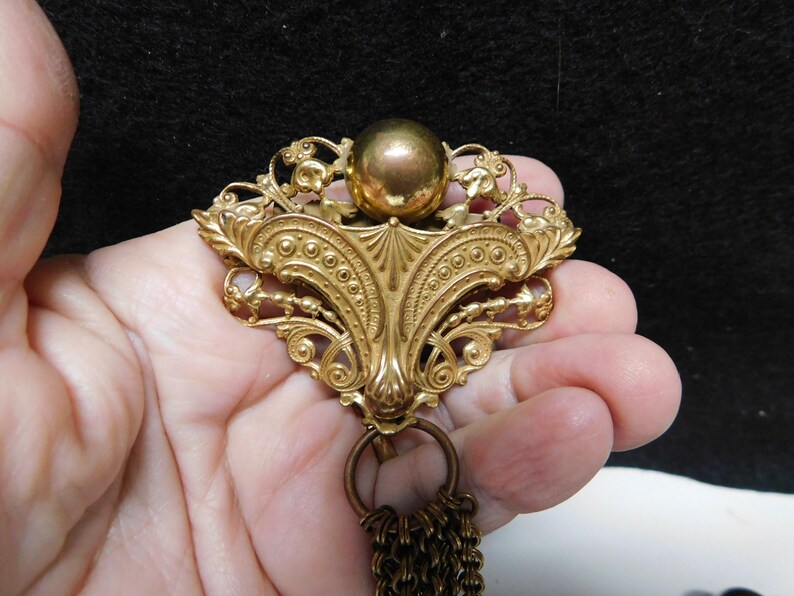 Vintage Copper Cloak Chatelaine Pins With Draping Chains Etsy