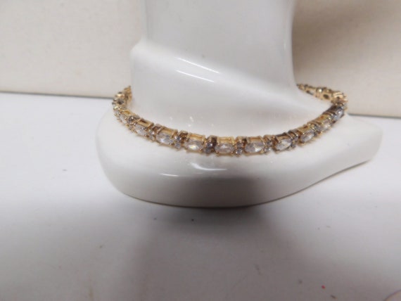 Sterling Silver and Oval Cubic Zirconia Tennis Br… - image 2