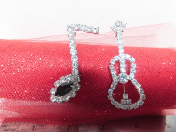 Vintage Rhinestone Note and Vintage Rhinestone Gu… - image 1