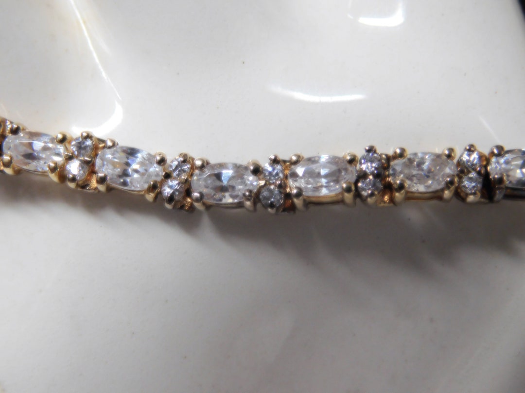 Sterling Silver and Oval Cubic Zirconia Tennis Bracelet Etsy