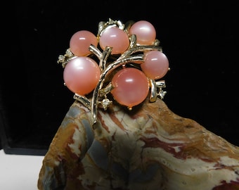 Vintage Pink Moonglow Berry Pin with Small Rhinestones