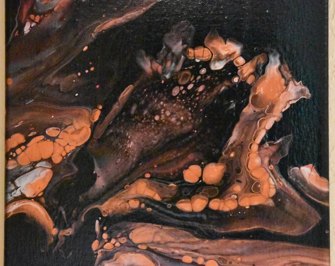 Copper Explosion of Cells, Acrylic fluid Art Painting and Wall Art