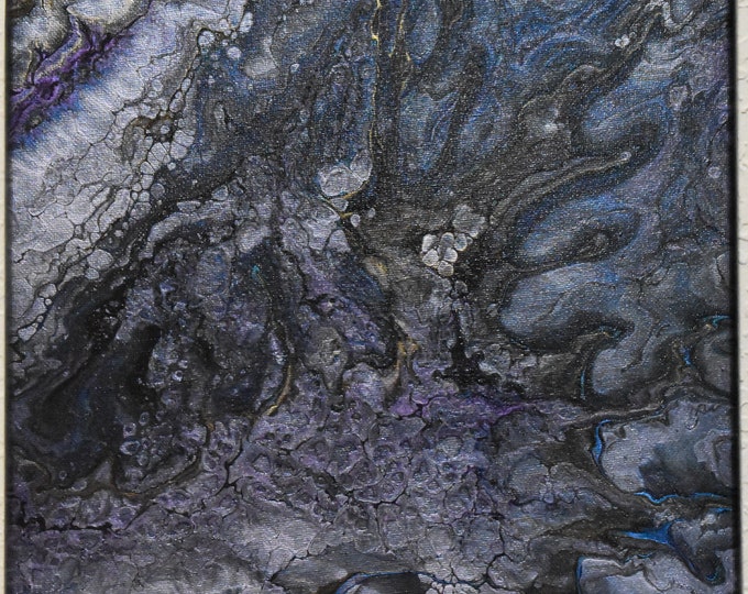 Aurora Borealis 3 - Acrylic Pour painting, 12" Square painting on canvas