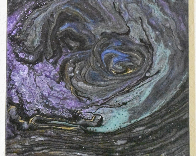 Aurora Borealis 6 - Acrylic Pour painting, 12" Square painting on canvas