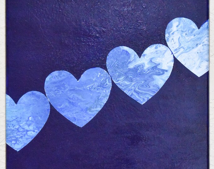My Heart is Blue Without You! Valentine's Day Acrylic Fluid Art Painting.