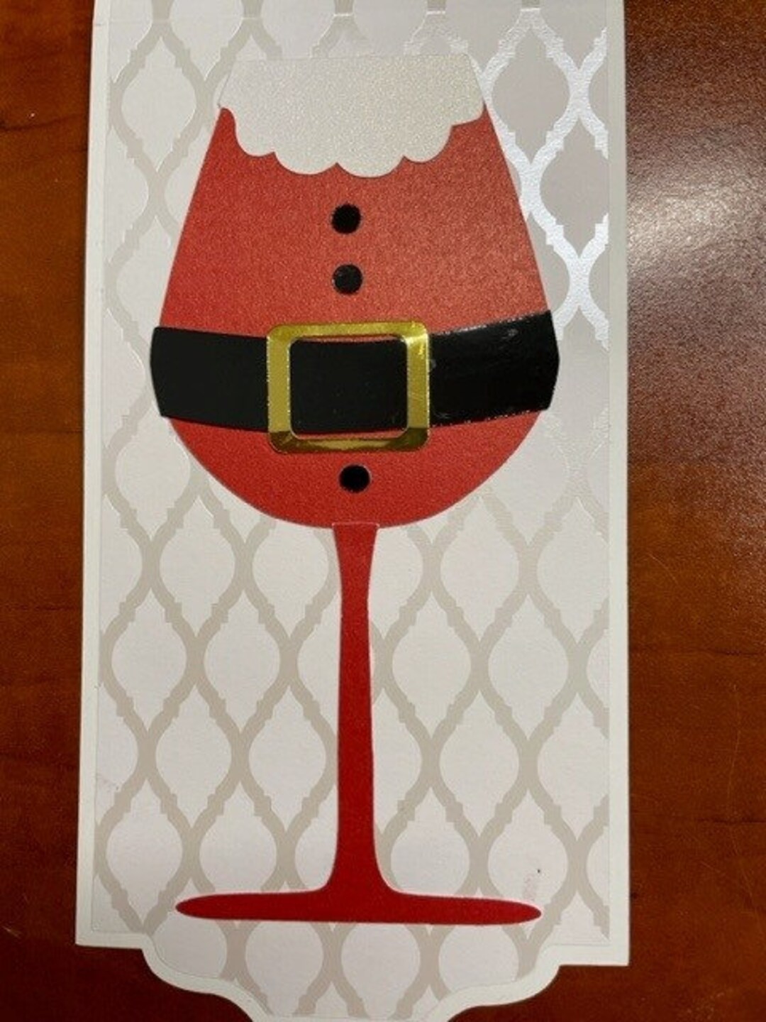 Santa Wine Glass Holiday Bottle Gift Tag Wine Gift Tag Etsy