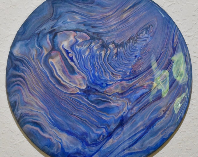 Abstract Acrylic Fine Art, blue, pink, pearl white, payne's gray, Pour Painting, fluid art