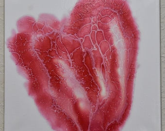 My Heart! Acrylic pour painting, unique fluid art. Valentine