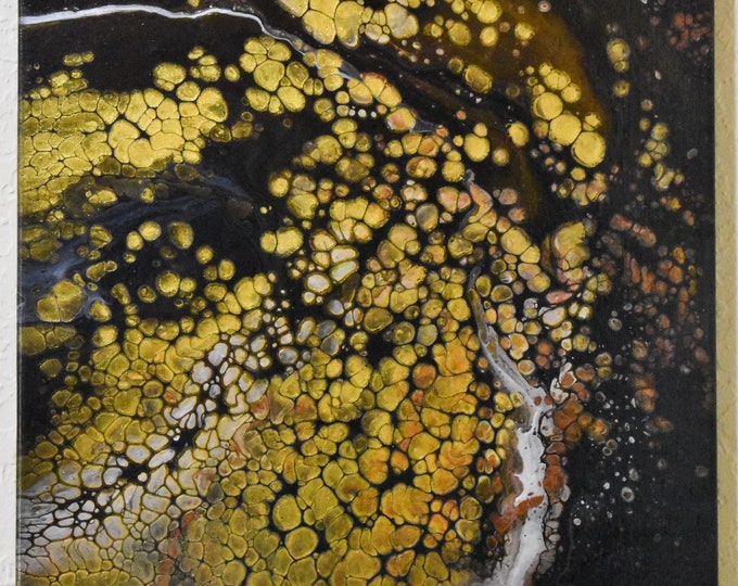 Full Box! Gold Discover Series. Acrylic Painting, fluid art. Gold Nuggets. 14" square painting.