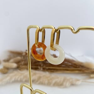 Steel and resin donut earrings / hoops