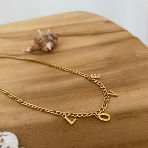 Customizable initial necklace 100% gold stainless steel - B o n o collection