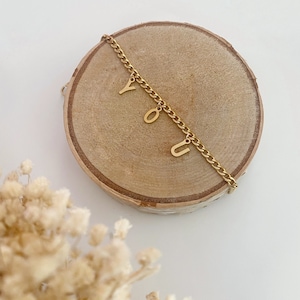 Pulsera inicial personalizable 100% acero oro o plata - Colección B o n o