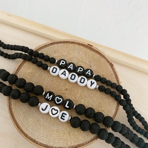 Pulsera ajustable de hombre en abalorios de lava para personalizar - Y e u Collection
