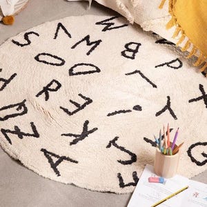 Handgemachter getufteter Baumwoll-Kreisteppich - farbenfroher Bio-Teppich für Kinderzimmer, Spielzimmer, Montessori, Kinderzimmer, Teppich für Jungen- oder Mädchenzimmer