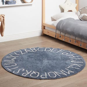 Handgemachter getufteter Baumwoll-Kreisteppich - farbenfroher Bio-Teppich für Kinderzimmer, Spielzimmer, Montessori, Kinderzimmer, Teppich für Jungen- oder Mädchenzimmer