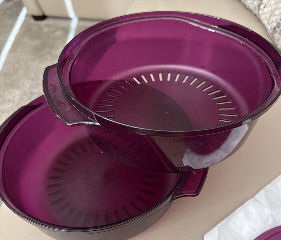 VTG Tupperware Microwave Stack Cooker Casserole, Cranberry Red ...