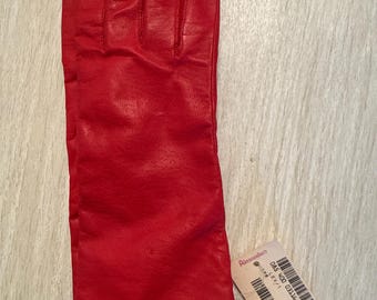 Vintage Fownes Red Leather gloves, size 7  1/2, NEW with department store tag