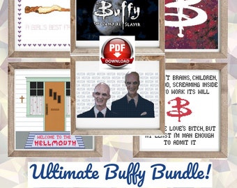 The Ultimate Buffy Bundle cross stitch patterns (set of 6) - instant download pdf, Buffy the Vampire Slayer, nerdy, 90s, TV, Spike, stake