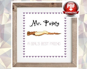 Buffy the Vampire Slayer Mr Pointy Cross Stitch Pattern; Instant Download PDF, nerdy, stake, vampire