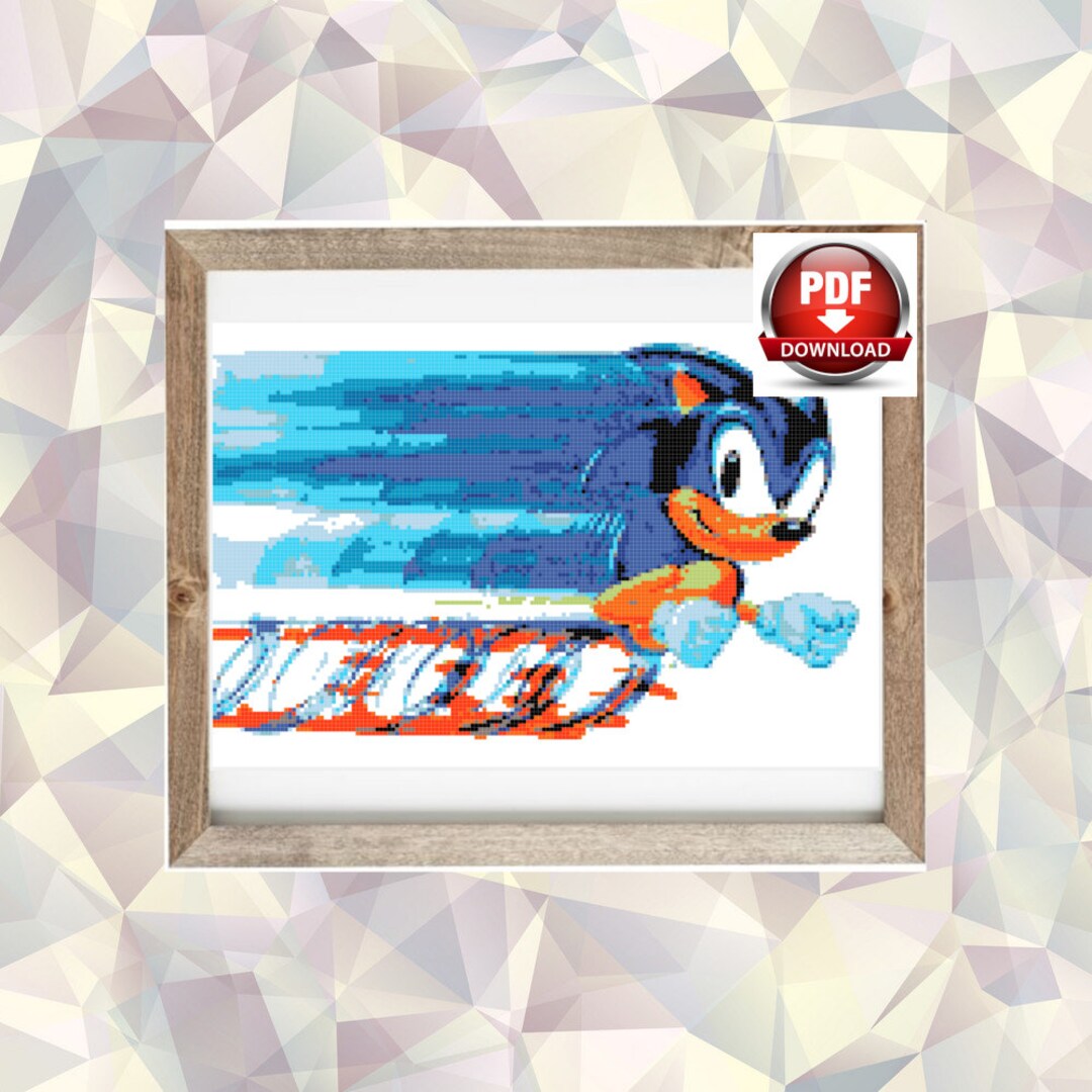 Sonic the Hedgehog 1 Title Screen Cross Stitch (Instant Download