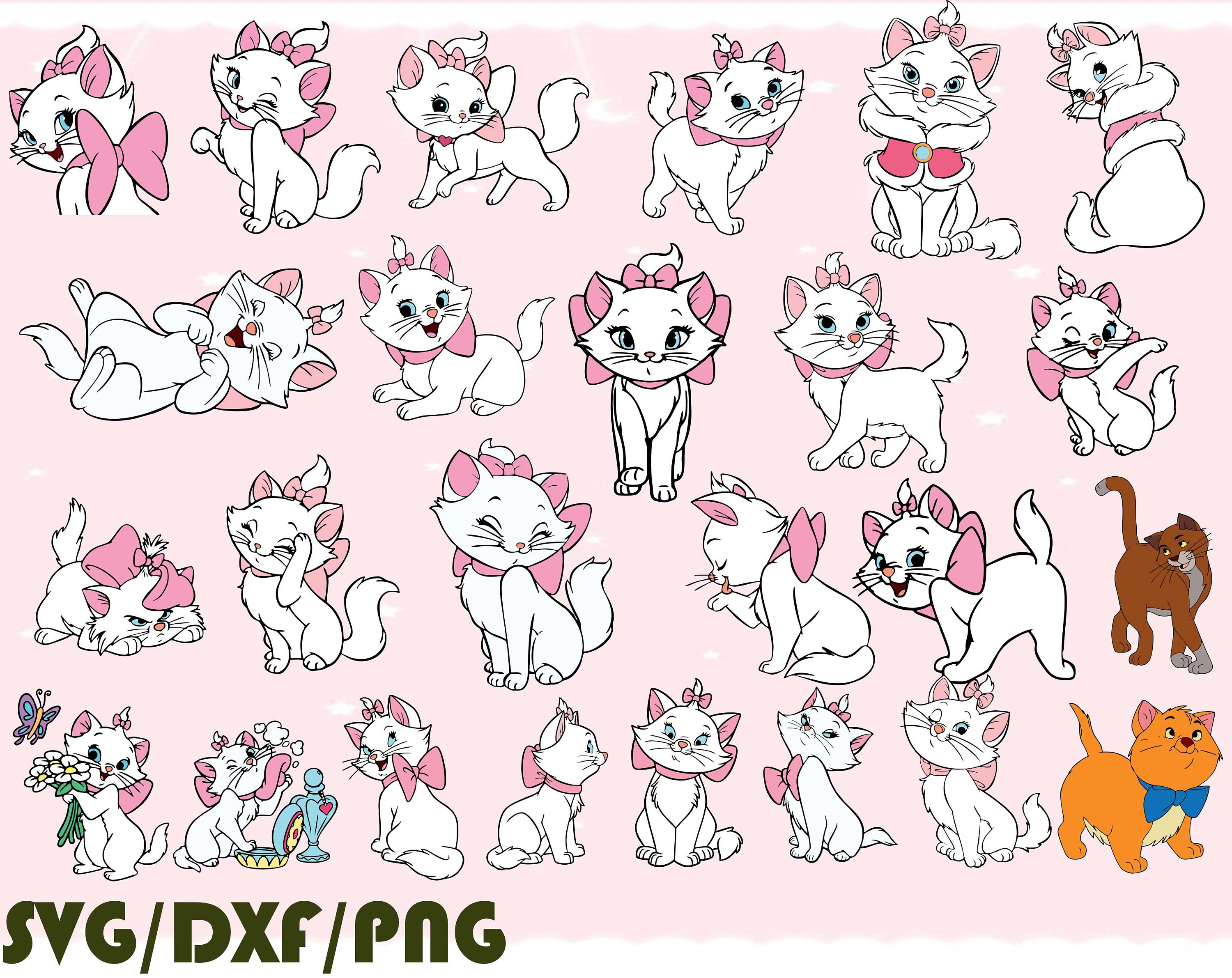 Marie Cat SVG DXF PNGMarie Aristocats Disney Marie Movie | Etsy