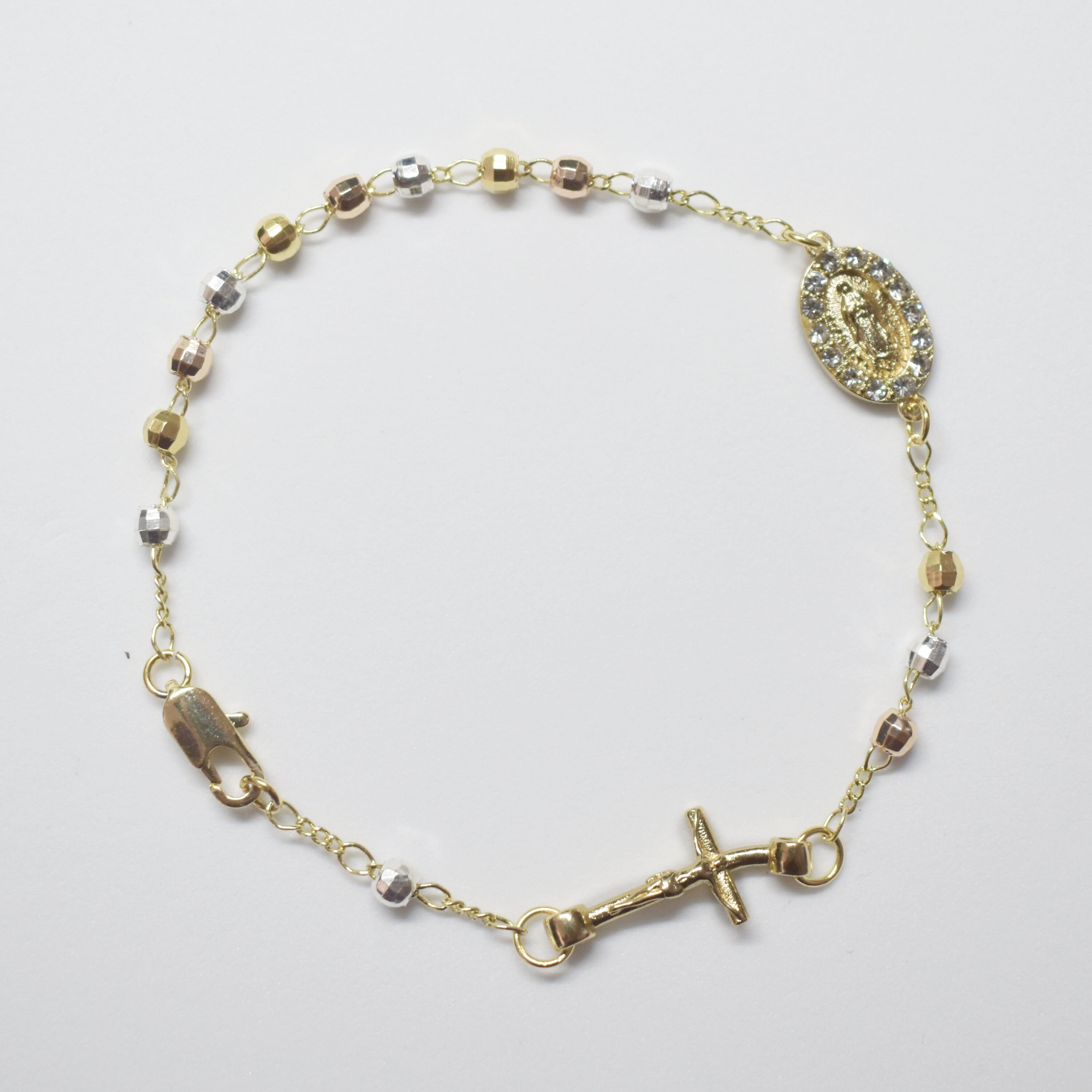 Virgin Mary Charm & Jesus Christ on Cross Bracelet Gold Etsy