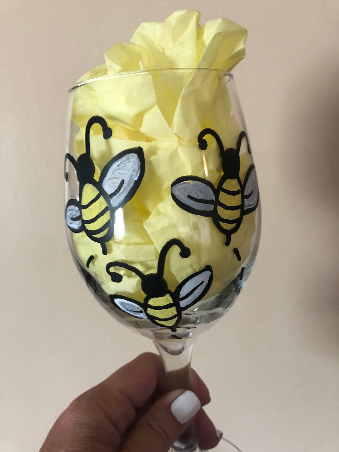 Let's Get Buzzed Bumble Bee Wine glasses Pair of Hand Etsy