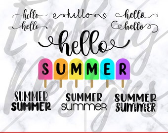 Hello Summer SVG, Welcome Summer SVG, Popsicle, Summer, Cricut Files, Cut Files, Cricut, Silhouette, Digital Cut File, Cricut, Door Hanger