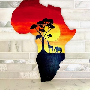 African Sunset Wall Art, Africa Art, Africa Wall Decor, Home Decor, Wall Decor, Africa Cutout, Black History, Black Heritage, Sunset, Animal