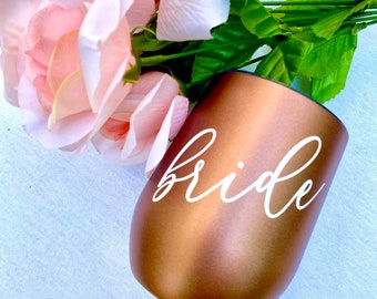 Personalized Tumbler, Wine Tumbler, 12 oz, Bride, Wifey, Bridesmaids Gifts, Birthday, Wedding, Wine Tumbler with Lid and Straw, Customized