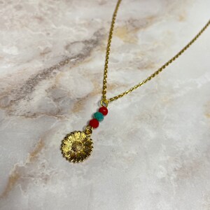 Sunflower, Gold, Necklace, Rondelle beads