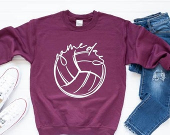 Game Day Volleyball Sweatshirt, Women's Volleyball Sweater, Sunday Sweatshirt, Volleyball Sweatshirt for Women, Game Day Hoodie, Volleyball