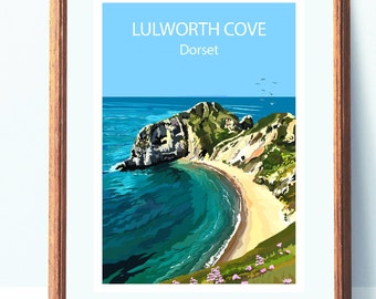 Beautiful Lulworth Cove Travel Wall Art poster print (Dorset, England)