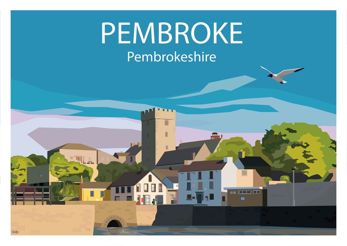 Historical Pembroke Travel Wall Art Print / Poster. South Etsy