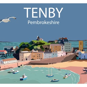 Tenby Art Print Wall Art Poster Print (South West Wales, Pembrokeshire).